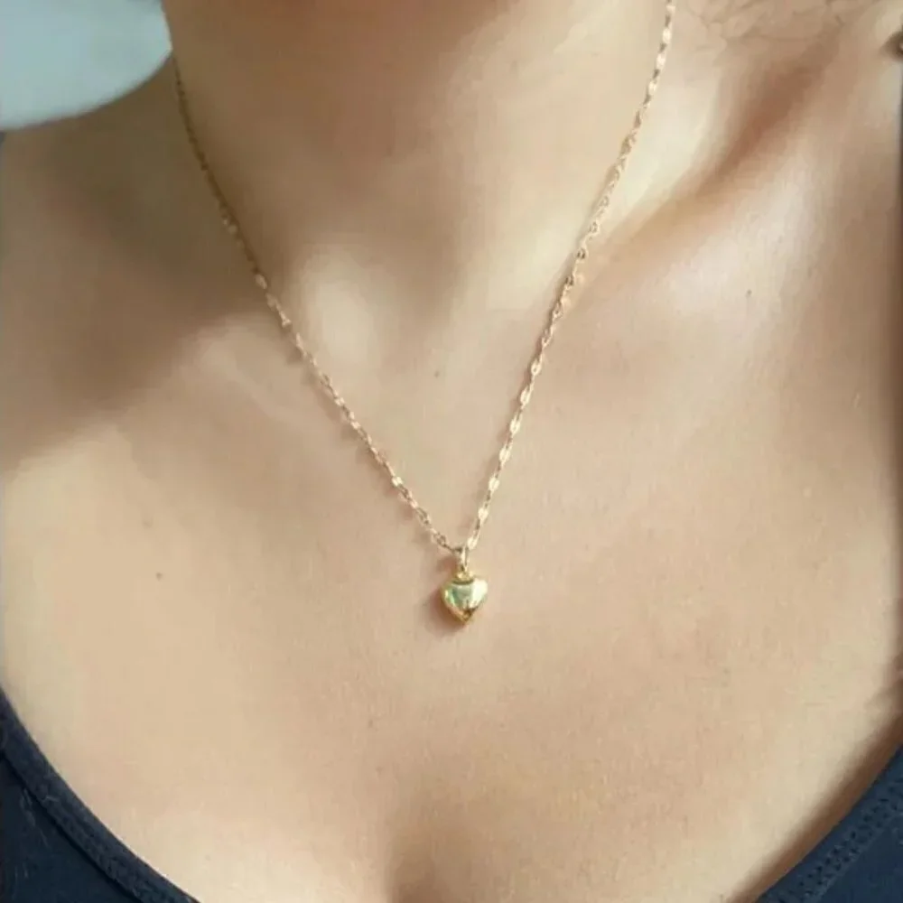 NEW 14K Yellow Gold Heart Of Gold Dainty Luxury Necklace